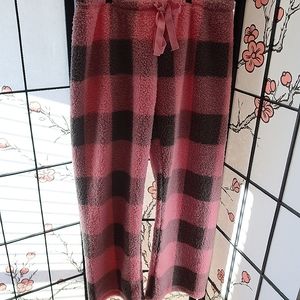 Just Love Fluffy Pink Black Checkered Pajama Bottoms Size Extra Large